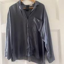 H & M Crinkle Silky Pyjama blue Loose Fit Pyjamas- Large