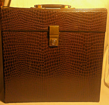 Vintage Brown Croc Effect Vinyl Carry Case Albums 12" Record Storage LP Box Slim