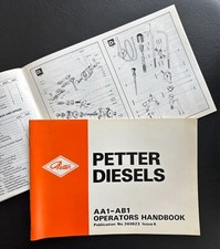 PETTER AA1 & AB1 SERIES DIESEL ENGINE ORIGINAL OPERATORS INSTRUCTION HANDBOOK