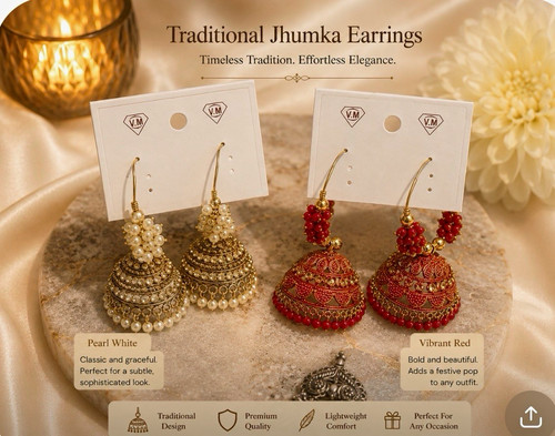 Gold tone jhumka hook - v.m,