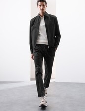 M&S - Autograph Mens Black Cotton Straight Men Trousers