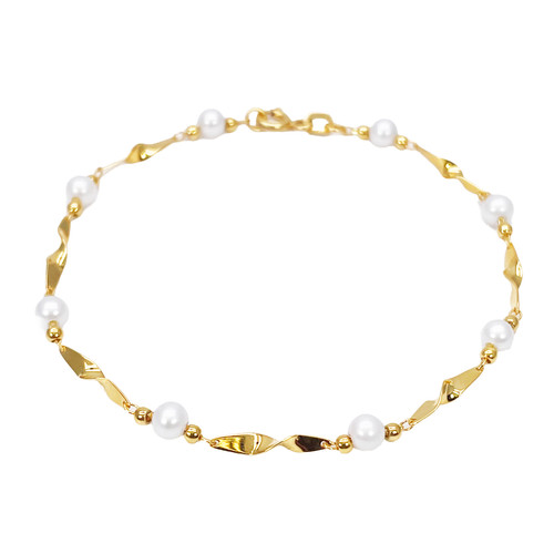 22ct gold pearl bracelet - gold,