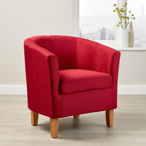Red fabric tub chair - red,