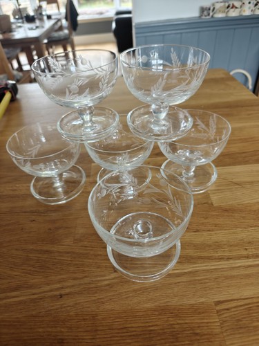 Vintage etched glass stem - etched,