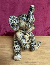 Collage Safari patchwork Decoupage Sitting Elephant ornament zebra leopard 7"