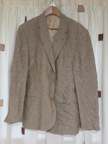 Green pinstripe linen jacket - pinstripe,