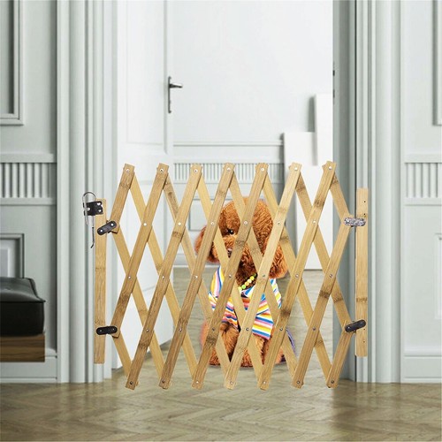 Retractable wooden dog gate - dog,