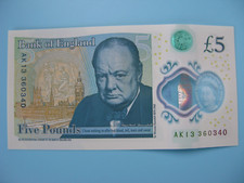AK13 360340 New £5 Five Pound Note Plastic Polymer Uncirculated Sought After