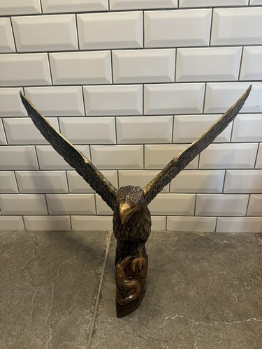 Large hand carved wooden - wooden, eagle