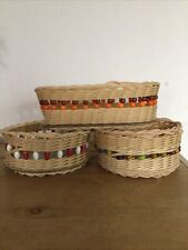 Storage Baskets Hand Crafted Decorated With Beads
