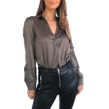 Ex OASIS Collared Satin Taupe