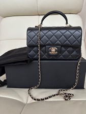 chanel mini rectangle top handle blsck leather crossbody bag