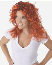 Princess Paradise Red Hair Wig Merida Ariel Black Widow Halloween Costume Adult