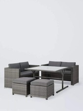 John Lewis Alora Cube 6-Seater Garden Dining Table, Sofas & Stools Set, Brown/Gr