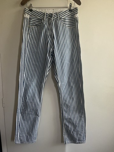 Blue and white striped jeans - white,