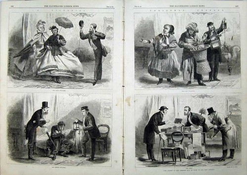 Original old antique print - old,