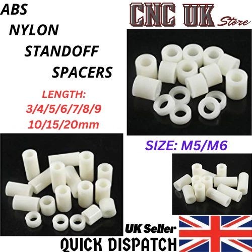 White abs nylon standoff - white,