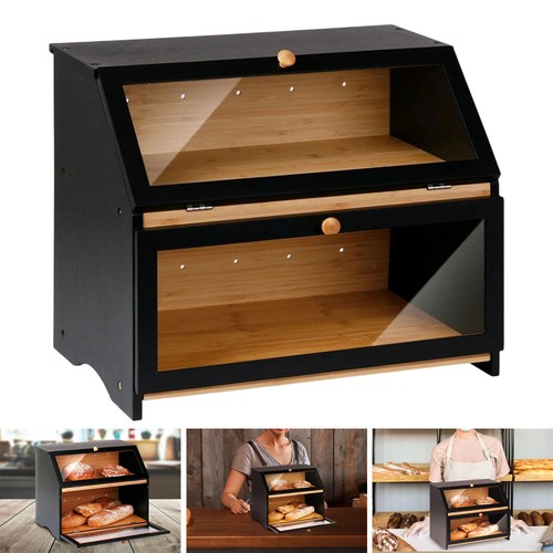 Tier bamboo bread bin food - bin,