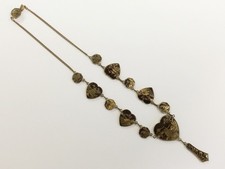 Vintage 24K Gold Shakudo Inlay Gilt Love Heart Pendant Necklace Circa 1940