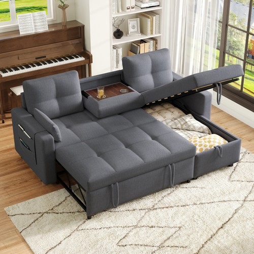 Shaped corner sofa bed grey - l-shaped,