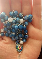 Beautiful Handmade Rosary Beads Necklace Catholic Cross Pendant