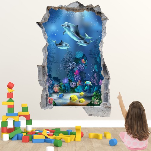 Dolphin fishes underwater - fishes, wall