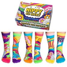 United Oddsocks  Hippy Go Lucky 6 Odd Socks Gift Box-Ladies Size 4-8