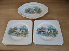 Vintage Retro antique Sandland ware plates in an old world garden used very good