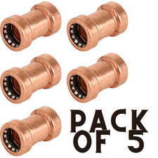 5 x Straight Coupler Copper