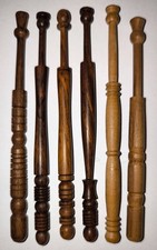 Lot of 6 Antique and Unique Beautifully Turned Wooden Lace Bobbins