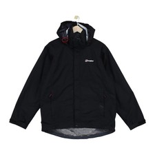 Berghaus Hydroshell Waterproof Jacket Mens Size L Black Hooded Full Zip
