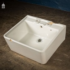 Large White Ceramic Sink, Signs of Wear and Distress