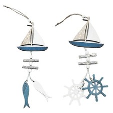 Navy Small Hanging Wood Miniature Sailing Boat Sailboat Ship