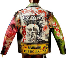 Vintage Leather Spiked Hand Painted   Punk Rock Skull Jacket  All Sizes #14