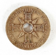 1945 NEW GUINEA 1 ONE SHILLING SILVER KGVI COIN