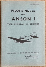 Pilot's Notes For Anson 1 Two Cheetah IX Engines Repro Booklet Aircraft WW2