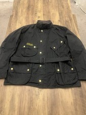 Barbour A7 International C50/127cm XXXL Wax Jacket, Mens, Black, Belted