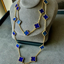 Clover blue agate necklace 925 silver gold plated 20 motifs clover necklace
