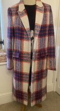 Zara ~ Bloggers Favourite ~ Plaid/Checked Long Coat ~ L ~ UK12/14~VGC