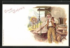 Lithograph Switzerland, Man