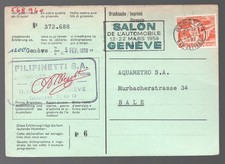 1959 Switzerland Car Show Geneva Registered Declaration Card