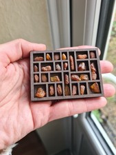 Small Genuine Raw Baltic Amber Pieces In A Wooden Tiny Curiosity Cupboard/ Tray