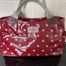 CATH KIDSTON Red & CReam Polka Dot Oil Cloth Tote Bag Shopper Handbag