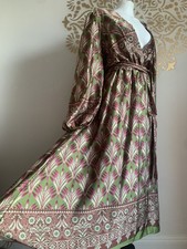 Vintage style 70s Maxi Dress 12/14 boho gypsy wench romantic party evening Geo