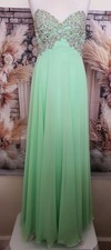 Illusion Prom by Tiffanys “Eve” Dress Size 12 Apple Green Beaded Evening Gown