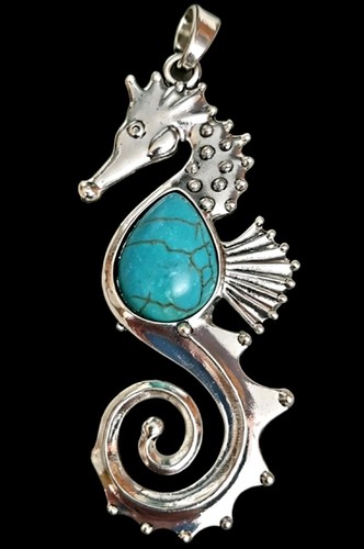 Seahorse pendant turquoise - pendant,