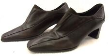 SALLY O'HARA women's SIZE 7 block heel BROWN LEATHER TROUSER SHOES stitch detail