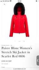 Poivre Blanc Red Stretch Fitted Ski Jacket Black Faux Fur Hood Worn Only Twice