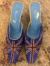 Ladies Sequin Union Jack Slip On Heels Shoes UK 3. Mr25458