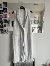 Zara White Long Waistcoat Size S